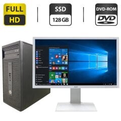 Комплект ПК: компьютер HP 280 G1 Tower / Intel Core i5-4570 (4 ядра по 3.2 - 3.6 GHz) / 8 GB DDR3 / 128 GB SSD / Intel HD Graphics 4600 / DVD-ROM + Монитор Б-класс Acer B243HL / 24" (1920x1080) TN / VGA, DVI