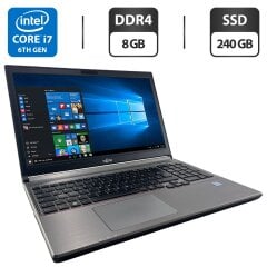 Ноутбук Fujitsu LifeBook E756 / 15.6'' (1920x1080) IPS / Intel Core i7-6500U (2 (4) ядра по 2.5 - 3.1 GHz) / 8 GB DDR4 / 240 GB SSD / Intel HD Graphics 520 / WebCam