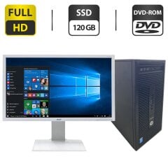 Комплект ПК: комп'ютер HP EliteDesk 700 G1 Tower / Intel Core i5-4590 (4 ядра по 3.0 - 3.7 GHz) / 8 GB DDR3 / 120 GB SSD / Intel HD Graphics 4600 / DVD-ROM + Монітор Б-клас Acer B243HL / 24" (1920x1080) TN / VGA + Клавіатура, мишка, кабелі