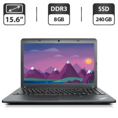 Ноутбук Б-класс Lenovo ThinkPad E540 / 15.6" (1366x768) TN / Intel Core i3-4000M (2 (4) ядра по 2.4 GHz) / 8 GB DDR3 / 240 GB SSD / Intel HD Graphics 4600 / WebCam / DVD-ROM / VGA / Windows 10 Pro