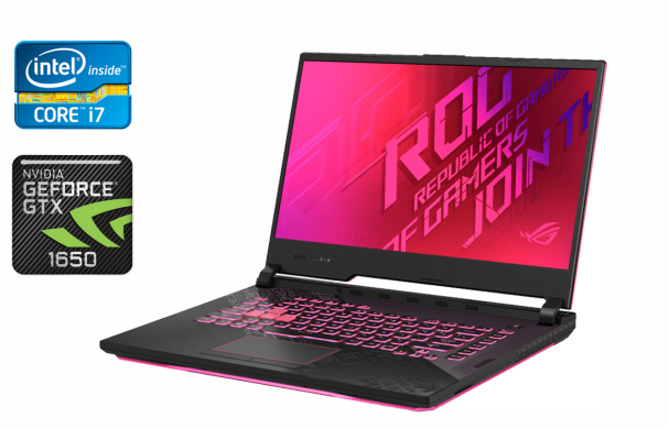 Игровой ноутбук Б-класс Asus Rog Strix G531G / 15.6" (1920x1080) IPS / Intel Core i7-9750H (6 (12) ядер по 2.6 - 4.5 GHz) / 16 GB DDR4 / 512 GB SSD / nVidia GeForce GTX 1650, 4 GB GDDR6, 128-bit / WebCam / Windows 10