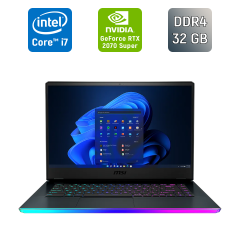 Игровой ноутбук Б-класс MSI GE66 Raider 10SFS / 15.6" (1920x1080) IPS / Intel Core i7-10750H (6 (12) ядер по 2.6 - 5.0 GHz) / 32 GB DDR4 / 1000 GB SSD / nVidia GeForce RTX 2070 Super, 8 GB GDDR6, 256-bit / WebCam / Windows 11
