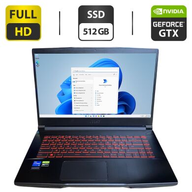 Игровой ноутбук MSI GF63 Thin 11UC / 15.6" (1920x1080) IPS / Intel Core i5-11400H (6 (12) ядер по 2.7 - 4.5 GHz) / 8 GB DDR4 / 512 GB SSD / nVidia GeForce GTX 1650 Max-Q, 4 GB GDDR5, 128-bit / WebCam