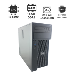 Игровой ПК Dell Precision 3620 Tower / Intel Core i5-6500 (4 ядра по 3.2 - 3.6 GHz) / 16 GB DDR4 / 240 GB SSD + 1000 GB HDD / nVidia GeForce GTX 1060, 3 GB DDR5 192 bit / DVI, DP, HDMI