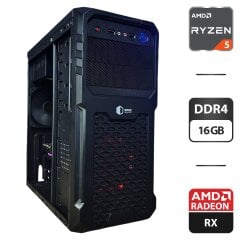 Игровой ПК Qube QB27A Tower / AMD Ryzen 5 1600 (6 (12) ядер по 3.2 - 3.6 GHz) / 16 GB DDR4 / 250 GB SSD + 500 GB HDD / AMD Radeon RX 570, 8 GB GDDR5, 256-bit / 550W