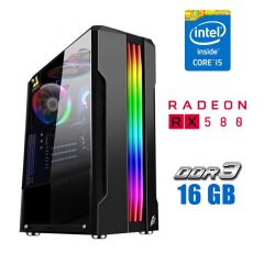 Ігровий ПК Tower NEW / Intel Core i5-3470 (4 ядра по 3.2 - 3.6 GHz) / 16 GB DDR3 / 240 GB SSD NEW + 500 GB HDD / AMD Radeon RX 580, 8 GB GDDR5, 256-bit / 500W NEW