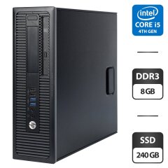 Компьютер HP EliteDesk 800 G1 SFF / Intel Core i5-4590 (4 ядра по 3.3 - 3.7 GHz) / 8 GB DDR3 / 240 GB SSD / Intel HD Graphics 4600 / DVD ROM / VGA