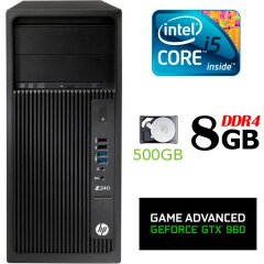 Компьютер HP Workstation Z240 / Intel Core i5-6500 (4 ядра по 3.2 - 3.6 GHz) / 8 GB DDR4 / 500 GB HDD / nVidia GTX 960 2GB / 400W