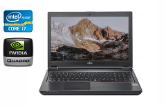 Мобільна робоча станція Б-клас Fujitsu Celsius H780 / 15.6" (1920x1080) IPS / Intel Core i7-8750H (6 (12) ядер по 2.2 - 4.1 GHz) / 16 GB DDR4 / 512 GB SSD / nVidia Quadro P600, 4 GB GDDR5, 128-bit / VGA / USB Type-C / HDMI / WebCam