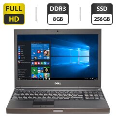 Мобильная рабочая станция Dell Precision M4800 / 15.6" (1920x1080) TN / Intel Core i7-4710MQ (4 (8) ядра по 2.5 - 3.5 GHz) / 8 GB DDR3 / 256 GB SSD / Intel HD Graphics 4600 / WebCam / HDMI