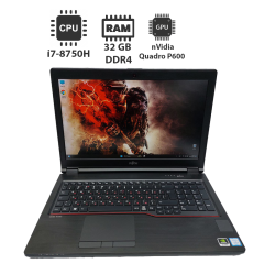 Мобільна робоча станція Fujitsu Celsius H780 / 15.6" (1920x1080) IPS / Intel Core i7-8750H (6 (12) ядер по 2.2 - 4.1 GHz) / 32 GB DDR4 / 512 GB SSD / nVidia Quadro P600, 4 GB GDDR5, 128-bit / WebCam