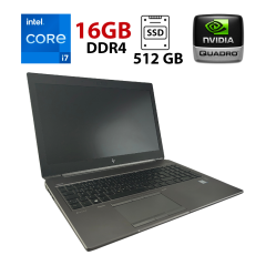 Мобільна робоча станція HP ZBook 15 G6 / 15.6" (1920x1080) IPS / Intel Core i7-9850H (6 (12) ядер по 2.6 - 4.6 GHz) / 16 GB DDR4 / 512 GB SSD / nVidia Quadro T2000, 4 GB DDR5, 128-bit / WebCam