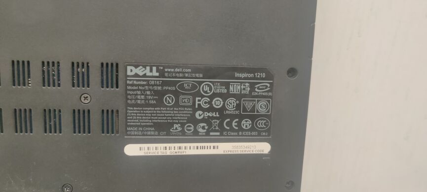 Нетбук Б-класс Dell Inspiron 1210 / 12.1" (1280x800) TN / Intel Atom Z520 (1 ядро с 1.33 GHz) / 1 GB DDR2 / 40 GB HDD / Intel GMA 500 Graphics / WebCam Нетбук Б-класс Dell Inspiron 1210 / 12.1" (1280x800) TN / Intel Atom Z520 (1 ядро с 1.33 GHz) / 1 GB DDR2 / 40 GB HDD / Intel GMA 500 Graphics / WebCam