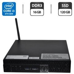 Неттоп Dell OptiPlex 3040 Micro USFF / Intel Core i3-6100T (2 (4) ядра по 3.2 GHz) / 16 GB DDR3 / 120 GB SSD / Intel HD Graphics 530 / Wi-Fi / Блок живлення