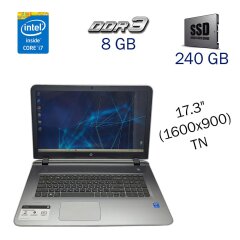 Ноутбук Б-класс HP Pavilion 17-g015dx / 17.3" (1600x900) TN / Intel Core i7-5500U (2 (4) ядра по 2.4 - 3.0 GHz) / 8 GB DDR3 / 240 GB SSD / Intel HD Graphics 5500 / WebCam / Windows 10