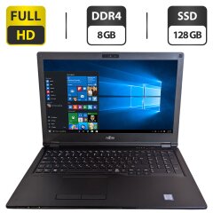 Ноутбук Fujitsu LifeBook E458 / 15.6" (1920x1080) TN / Intel Core i5-7300U (2 (4) ядра по 2.6 - 3.5 GHz) / 8 GB DDR4 / 128 GB SSD / Intel HD Graphics 620 / WebCam