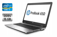 Ноутбук HP ProBook 650 G3 / 15.6" (1920x1080) TN / Intel Core i7-7600U (2 (4) ядра по 2.8 - 3.9 GHz) / 16 GB DDR4 / 256 GB SSD / Intel HD Graphics 620 / WebCam / Fingerprint