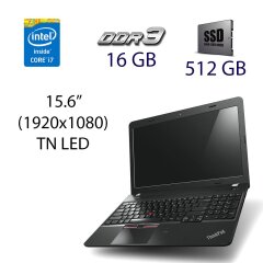 Ноутбук Lenovo ThinkPad E550 / 15.6" (1920x1080) TN LED / Intel Core i7-5500U (2 (4) ядра по 2.4 GHz) / 16 GB DDR3 / 512 GB SSD / WebCam / DVD-RW / USB 3.0 / HDMI / Fingerprint