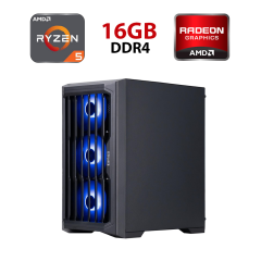 Новый игровой ПК Hunter H2-BK-4F7 Black Tower / AMD Ryzen 5 5500 (6 (12) ядер по 3.6 - 4.2 GHz) / 16 GB DDR4 / 480 GB SSD / AMD Radeon RX 6600, 8 GB GDDR6, 128-bit