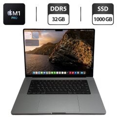 Ультрабук Apple MacBook Pro 16 2021 Space Grey / 16.2" (3456x2234) IPS / Apple M1 Pro (10 ядер по 3.2 GHz) / 32 GB DDR5 / 1000 GB SSD / Apple M1 Pro Graphics / WebCam / MacOS