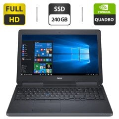 Мобільна робоча станція Dell Precision 7520 / 15.6" (1920x1080) IPS / Intel Core i7-7820HQ (4 (8) ядра по 2.9 - 3.9 GHz) / 32 GB DDR4 / 240 GB SSD / nVidia Quadro M2200, 4 GB GDDR5, 128-bit / WebCam