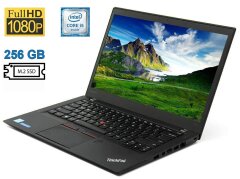 Ноутбук Б-класс Lenovo ThinkPad T460s / 14" (1920x1080) IPS / Intel Core i5-6300U (2 (4) ядра по 2.4 - 3.0 GHz) / 8 GB DDR4 / 256 GB SSD M.2 / Intel HD Graphics 520 / WebCam / Fingerprint / HDMI / Два АКБ