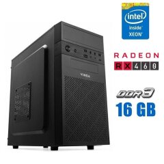 Ігровий ПК Vinga CS112B Tower NEW / Intel Xeon E3-1240 v3 (4 (8) ядра по 3.4 - 3.8 GHz) (аналог i7-4770) / 16 GB DDR3 / 256 GB SSD + 2000 GB HDD / AMD Radeon RX 460, 2 GB GDDR5, 128-bit
