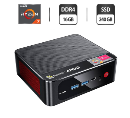copy_Неттоп Beelink SER5 MAX USFF / AMD Ryzen 7 5800H (8 (16) ядер по 3.2 - 4.4 GHz) / 16 GB DDR4 / 240 GB SSD+1000 GB HDD / AMD Radeon RX Vega 8 Graphics / USB 3.1 / Wi-Fi / Bluetooth / Блок питания в комплекте