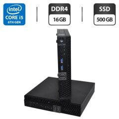 Неттоп Dell OptiPlex 3046 Micro USFF / Intel Core i5-6500T (4 ядра по 2.5 - 3.1 GHz) / 16 GB DDR4 / 500 GB SSD / Intel HD Graphics 530 / Блок питания / Windows 11 Pro