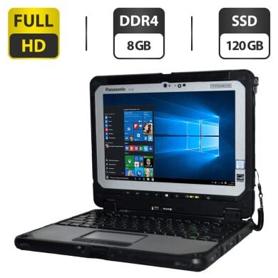 Захищений нетбук-трансформер Б-клас Panasonic Toughbook CF-20 MK2 / 10.1" (1920x1200) IPS Touch / Intel Core i5-7Y57 (2 (4) ядра по 1.2 - 3.3 GHz) / 8 GB DDR3 / 120 GB SSD / Intel HD Graphics 615 / WebCam 2 MP + 8 MP / Windows 10 Pro + Стилус