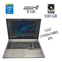 Ультрабук Fujitsu LifeBook E756 / 15.6" (1920х1080) IPS / Intel Core i5-6200U (2 (4) ядра по 2.3 - 2.8 GHz) / 8 GB DDR4 / 500 GB HDD / WebCam / NO ODD