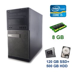 Dell OptiPlex 790 Tower / Intel Core i5-2400 (4 ядра по 3.1 - 3.4 GHz) / 8 GB DDR3 / 120 GB SSD+500 GB HDD / nVidia GeForce GT 610, 1 GB DDR3, 64 bit