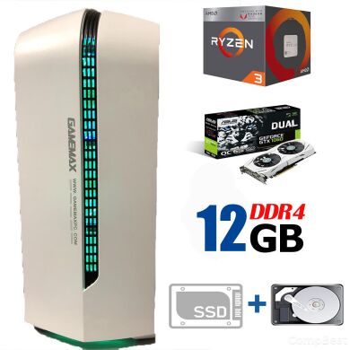 GameMax Tower / AMD Ryzen 3 2200G (4 ядра по 3.5 - 3.7GHz) / 12GB DDR4 / 240GB SSD+640GB HDD / Asus GeForce GTX 1060 6GB / Aerocool 600W / 24 міс. гарантія GameMax Tower / AMD Ryzen 3 2200G (4 ядра по 3.5 - 3.7GHz) / 12GB DDR4 / 240GB SSD+640GB HDD / Asus GeForce GTX 1060 6GB / Aerocool 600W / 24 міс. гарантія