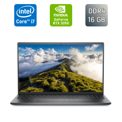 Игровой ноутбук Б-класс Dell Vostro 15 7510 / 15.6" (1920x1080) IPS / Intel Core i7-11800H (8 (16) ядер по 2.3 - 4.6 GHz) / 16 GB DDR4 / 512 GB SSD / nVidia GeForce RTX 3050, 4 GB GDDR6, 128-bit / WebCam / TouchID / Windows 11