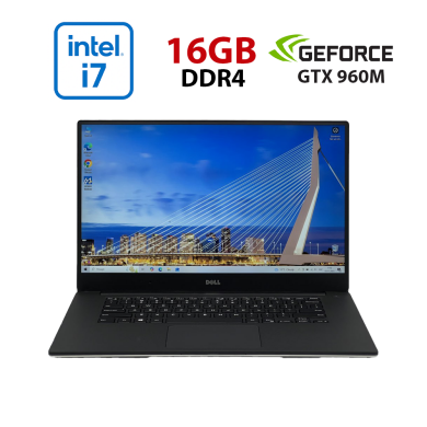 Ігровий ноутбук Б-клас Dell XPS 15 9550 / 15.6" (1920x1080) IPS / Intel Core i7-6700HQ (4 (8) ядра по 2.6 - 3.5 GHz) / 16 GB DDR4 / 480 GB SSD / nVidia GeForce GTX 960M, 2 GB GDDR5, 128-bit / USB Type-C / HDMI