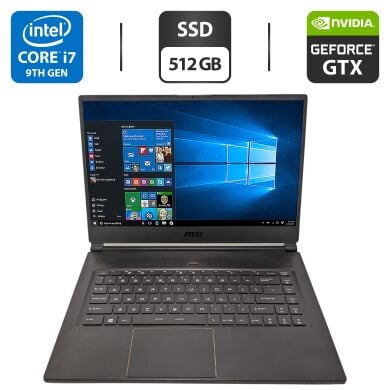 Ігровий ноутбук MSI GS65 Stealth 9SD / 15.6" (1920x1080) IPS / Intel Core i7-9750H (6 (12) ядра по 2.6 - 4.5 GHz) / 16 GB DDR4 / 512 GB SSD / nVidia GeForce GTX 1660 Ti, 6 GB GDDR6, 192-bit / WebCam