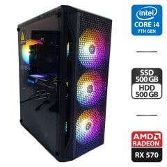 Ігровий ПК 1stPlayer X5 Tower / Intel Core i7-4790K (4 (8) ядра по 4.0 - 4.4 GHz) / 32 GB DDR4 / 500 GB SSD + 500 GB HDD / AMD Radeon RX 570, 4 GB GDDR5, 256-bit / 400W + Кабелі підключення