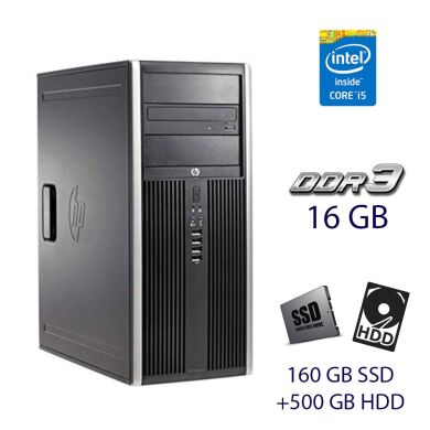 Игровой ПК HP Elite 8200 Tower / Intel Core i5-2320 (4 ядра по 3.0 - 3.3 GHz) / 16 GB DDR3 / 160 GB SSD+500 GB HDD / AMD Radeon R7 240, 2 GB DDR3, 128-bit / DVD-RW