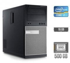 Компьютер Dell OptiPlex 790 Tower / Intel Core i7-2600 (4 (8) ядра по 3.4 - 3.8 GHz) / 16 GB DDR3 / 500 GB SSD / Intel HD Graphics 2000