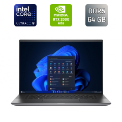 Мобільна робоча станція Dell Precision 5690 / 16" (3840x2400) OLED Touch / Intel Core Ultra 9 185H (16 (22) ядра по 1.8 - 5.1 GHz) / 64 GB DDR5 / 512 GB SSD / nVidia RTX 2000 Ada, 8 GB GDDR6, 128-bit / WebCam / TouchID