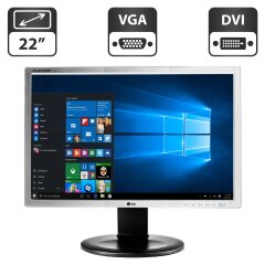 Монитор Б-класс LG Flatron E2210PM / 22" (1680x1050) TN / Встроенные колонки 2x 2W / VGA, DVI / Pivot / VESA 75x75 + Кабели (VGA или DVI на выбор) и питания