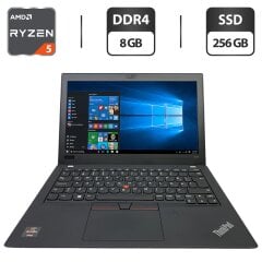 Нетбук Б-класс Lenovo ThinkPad A285 / 12.5" (1366x768) TN / AMD Ryzen 5 Pro 2500U (4 (8) ядра по 2.0 - 3.6 GHz) / 8 GB DDR4 / 256 GB SSD / AMD Radeon Vega 8 Graphics / WebCam