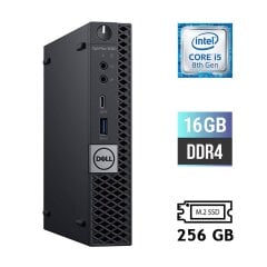 Неттоп Dell OptiPlex 5060 Micro USFF / Intel Core i5-8500T (6 ядер по 2.1 - 3.5 GHz) / 16 GB DDR4 / 256 GB SSD M.2 / Intel UHD Graphics 630 / 90W / Блок питания в комплекте