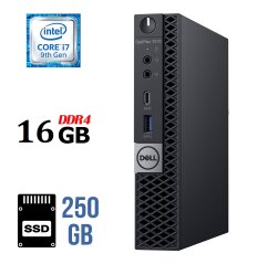 Неттоп Dell OptiPlex 7070 Micro USFF / Intel Core i7-9700T (8 ядер по 2.0 - 4.3 GHz) / 16 GB DDR4 / 250 GB SSD / Intel UHD Graphics 630 / DisplayPort + Блок живлення