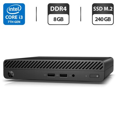 Неттоп HP 260 G3 Desktop Mini PC USFF / Intel Core i3-7130U (2 (4) ядра по 2.7 GHz) / 8 GB DDR4 / 240 GB SSD M.2 / Intel HD Graphics 620 / Wi-Fi / Блок живлення Неттоп HP 260 G3 Desktop Mini PC USFF / Intel Core i3-7130U (2 (4) ядра по 2.7 GHz) / 8 GB DDR4 / 240 GB SSD M.2 / Intel HD Graphics 620 / Wi-Fi / Блок живлення
