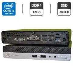 Неттоп HP ProDesk 400 G3 Mini PC USFF / Intel Core i5-7500T (4 ядра по 2.7 - 3.3 GHz) / 12 GB DDR4 / 240 GB SSD / Intel HD Graphics 630 / Windows 11 Pro / Блок питания