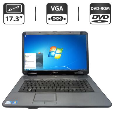 Ноутбук Acer Aspire 7715Z / 17.3" (1600x900) TN / Intel Pentium T4500 (2 ядра по 2.3 GHz) / 4 GB DDR3 / 250 GB HDD / Intel Graphics / WebCam / DVD-ROM / АКБ не держит
