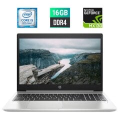 Ноутбук Б-клас HP ProBook 450 G6 / 15.6" (1920x1080) IPS / Intel Core i5-8265U (4 (8) ядра по 1.6 - 3.9 GHz) / 16 GB DDR4 / 240 GB SSD / nVidia GeForce MX130, 2 GB GDDR5, 64-bit / WebCam / HDMI