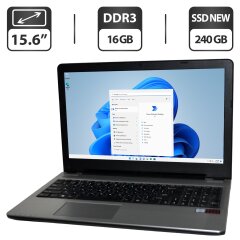 Ноутбук Б-класс Pegatron D15S PlaidBook / 15.6" (1366x768) TN / Intel Core i5-6200U (2 (4) ядра по 2.3 - 2.8 GHz) / 16 GB DDR3 / 240 GB SSD NEW / Intel HD Graphics 520 / WebCam / Windows 11 Pro