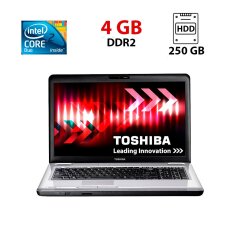 Ноутбук Б-клас Toshiba Satellite L550 / 17.3" (1600x900) TN / Intel Core 2 Duo T6500 (2 ядра по 2.1 GHz) / 4 GB DDR2 / 250 GB HDD / ATI Mobility Radeon HD 4530, 512 MB DDR3, 64-bit / WebCam